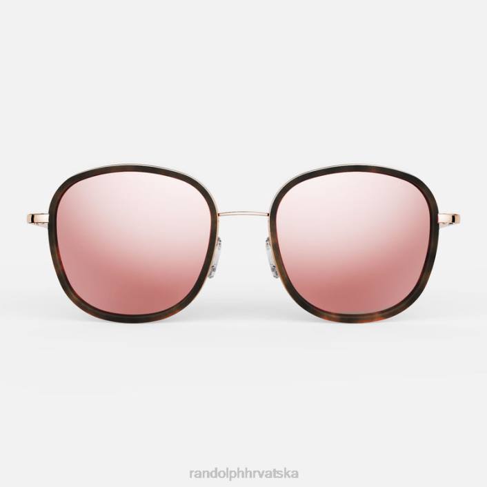 Randolph 22k ružičasto zlato i tamna čokolada s umetkom od kornjače i ružičasto zlato elinor fuzija polarizirana najlonska leća 8NR632