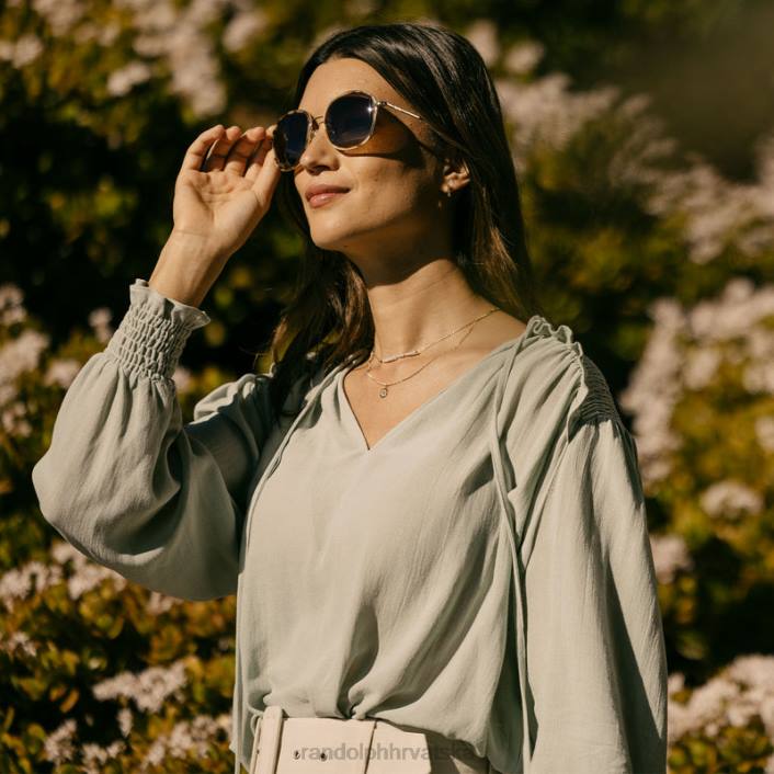 Randolph 23k zlato i tamna karamelna kornjača i ogrtač od pijeska elinor fuzija polarizirana gradijentna najlonska leća 8NR630