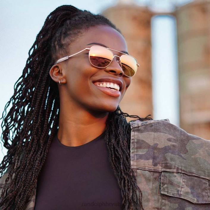 Randolph 22k ružičasto zlato i ružičasto zlato avijatičar 6 polarizirana zrcalna najlonska leća 8NR6103