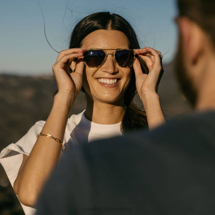 Randolph 23-karatno zlato i umetak u obliku kornjače od tamne karamele i pijesak avijatičarska fuzija polarizirana gradijentna najlonska leća 8NR613