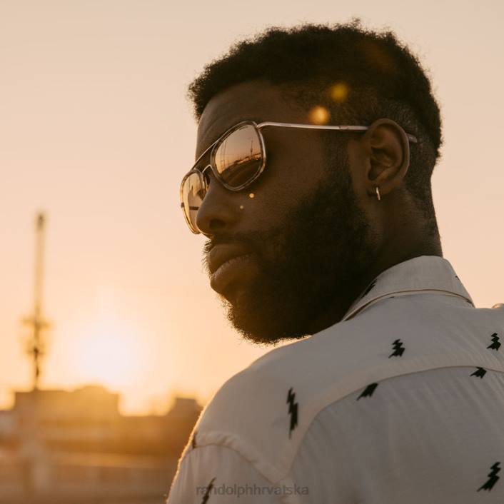 Randolph 23k zlato i mat oniks intarzija i zimzelen avijatičarska fuzija polarizirana gradijentna najlonska leća 8NR612